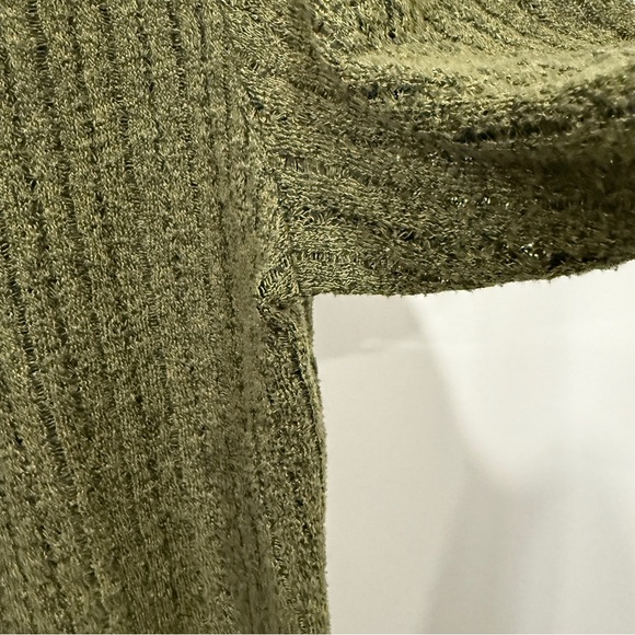 Olive Green Women's Open Knit Cardigan Size L - Picture 5 of 15